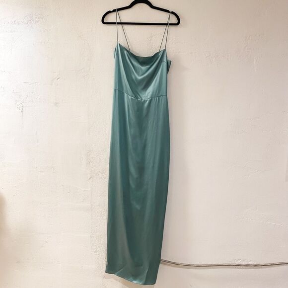 Reformation Frankie Silk Maxi Dress in Verdigris Teal Size 8 - Picture 1 of 9